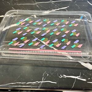 1980’s Vintage Acrylic Clear Tray made in Taïwan with Vibrant Geometric Design
